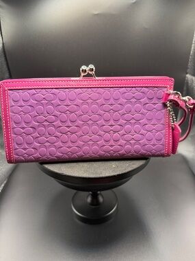 Coach Pink & Purple Embossed Clutch Wristlet
